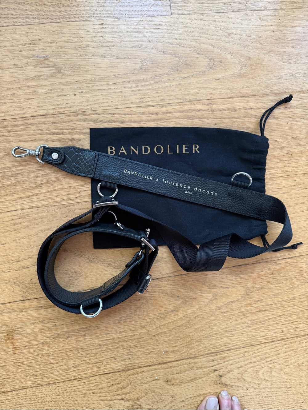 🖤Bandolier x Laurence Decade collab strap Black web & croc w/silver hardware🖤